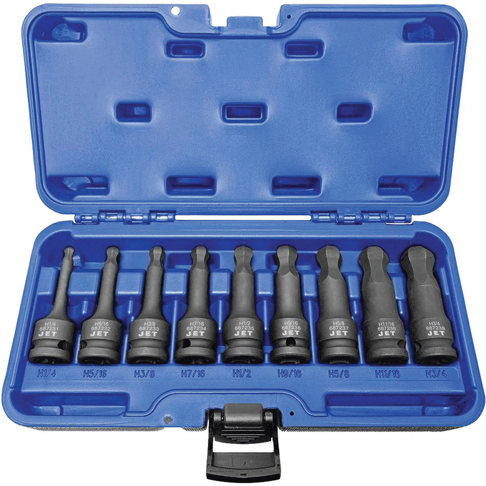 BNH-912 1/2" Drive SAE Ball Nose Hex Impact Socket Set - AUW037