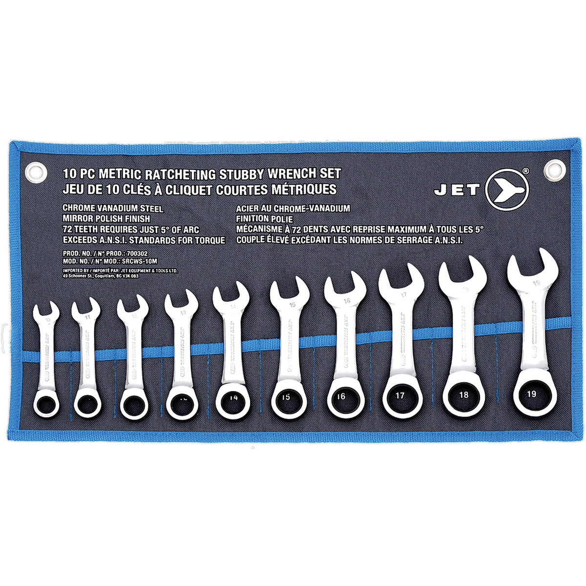 SRCWS-10M Ratcheting Stubby Wrench Set - AUW059
