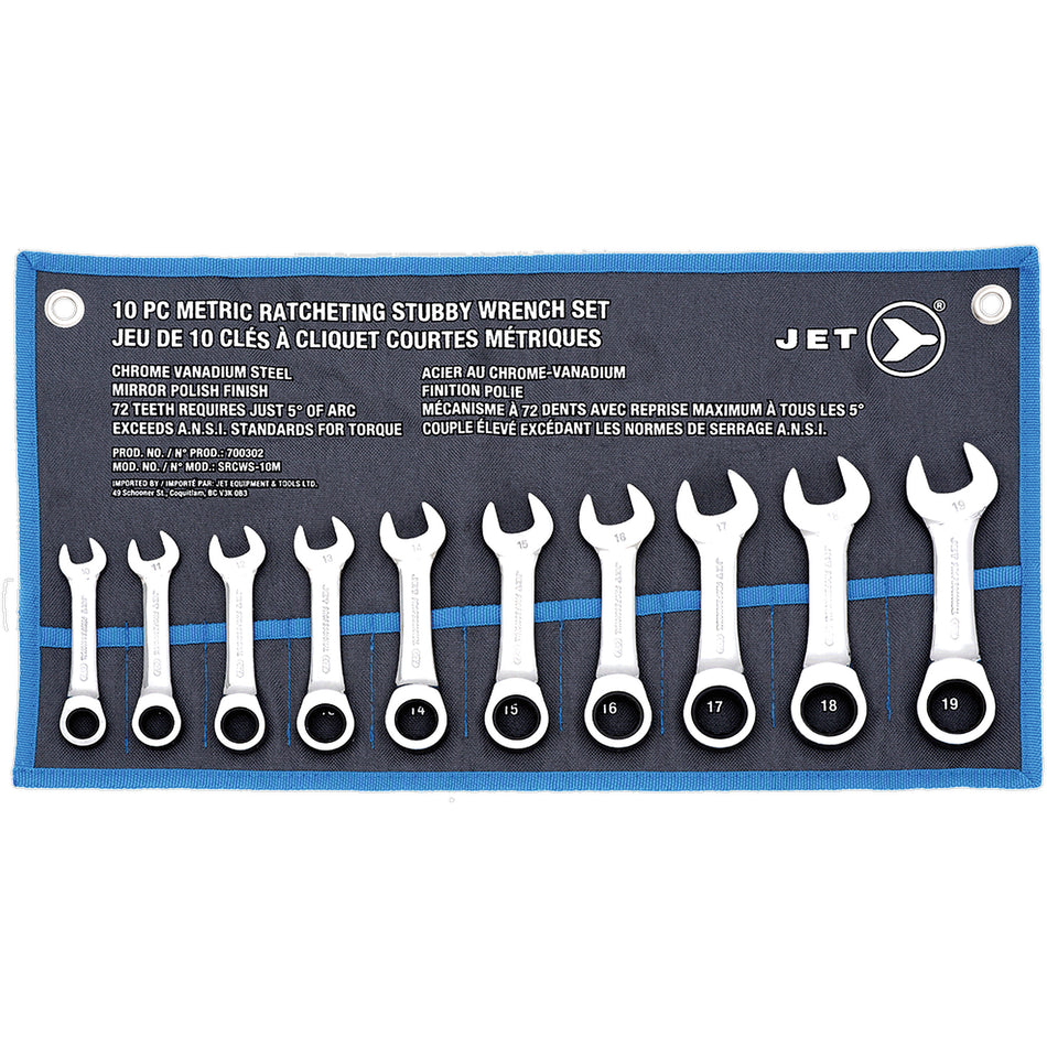 SRCWS-10M Ratcheting Stubby Wrench Set - AUW059