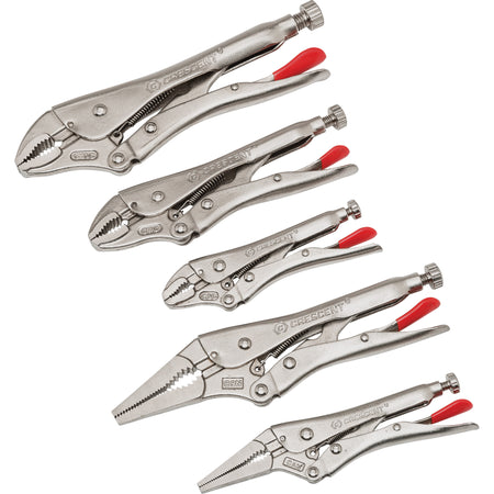 5-Piece Curved & Long Nose Locking Plier Set - AUW194