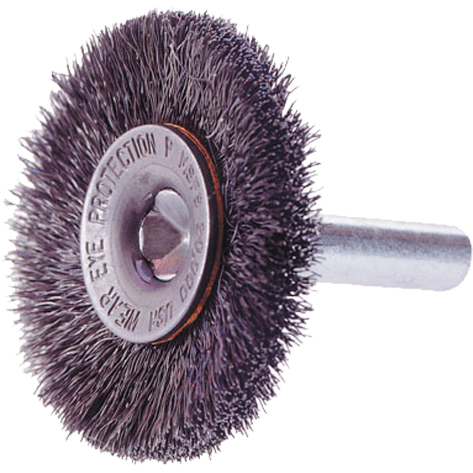WHEEL BRUSH CRIMPED 1-1/2" 1/4" SHANK .006 - BW740
