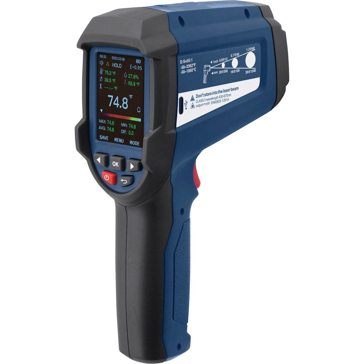 Professional Infrared Thermometer with Integrated Type K Thermocouple - ID029