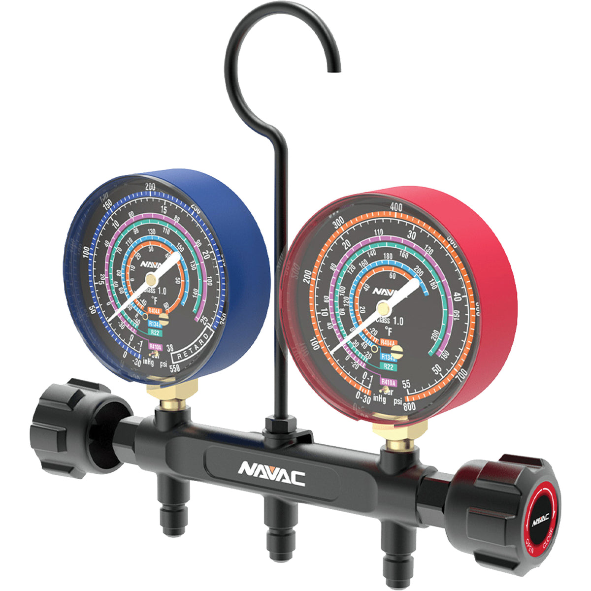 Compatible Pro Series Manifold Gauge for R454B, R32, R410A, & R22 Refrigerants - ID542