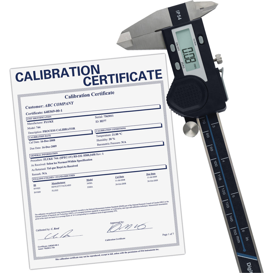 6" (150 mm) Digital Caliper with Traceable Calibration Certificate - ID579