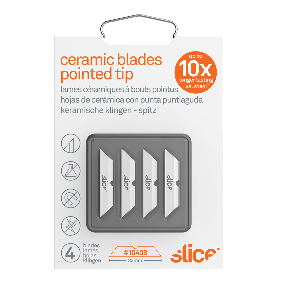 Slice™ Pointed-Tip Ceramic Box Cutter Blades - JI464