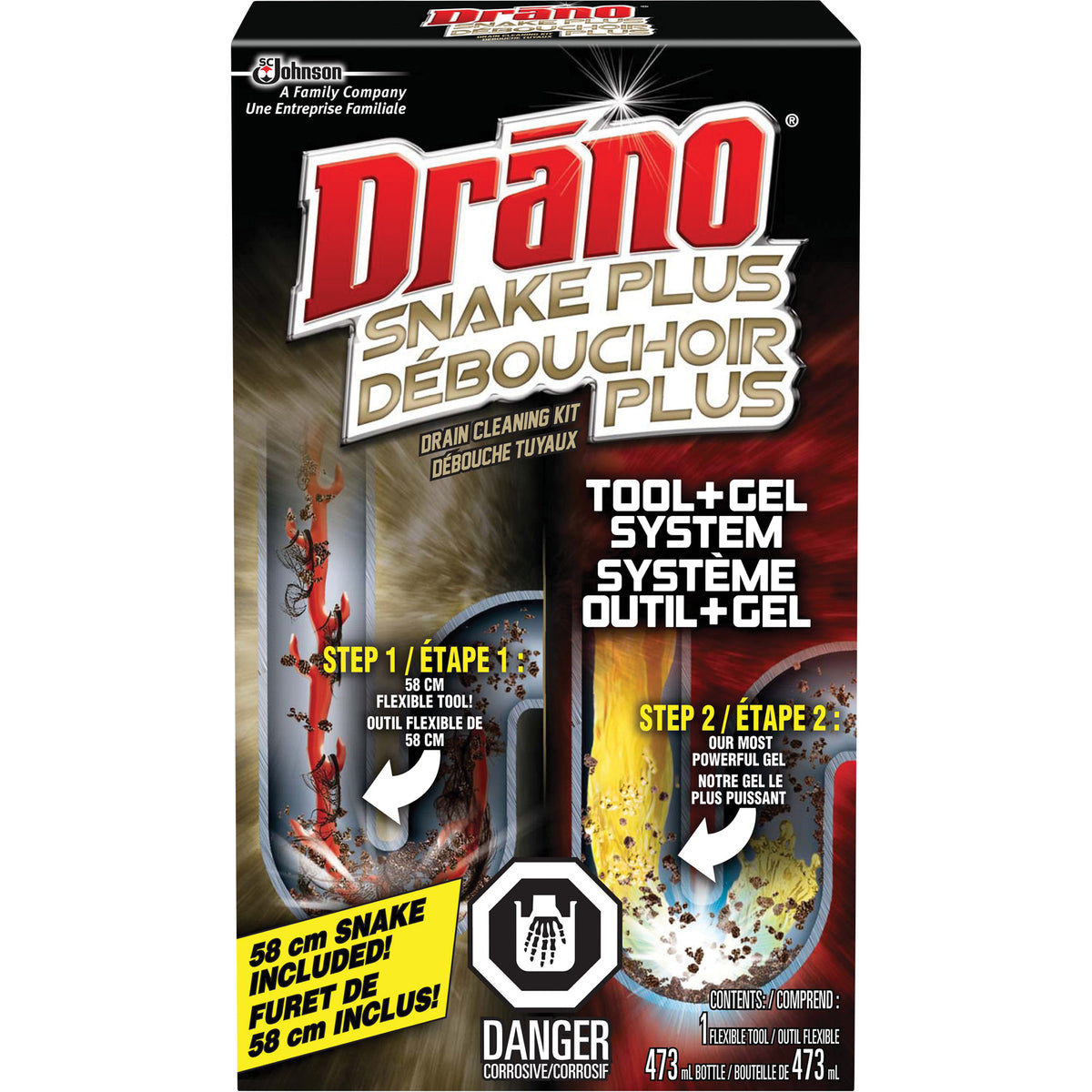 Drano® Gel & Snake Tool Drain Cleaner Kit - JM343
