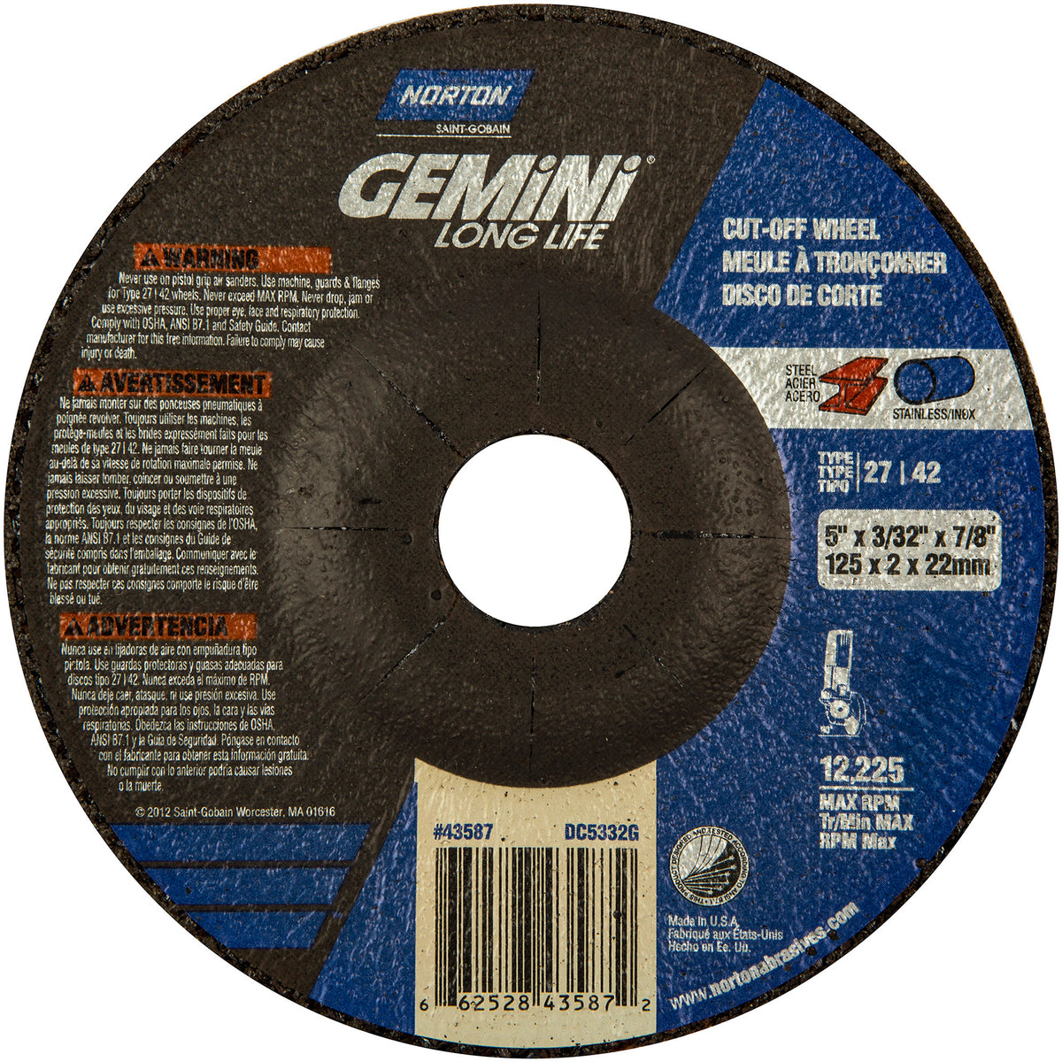 Gemini® Rightcut™ Depressed Centre Wheel - NO164