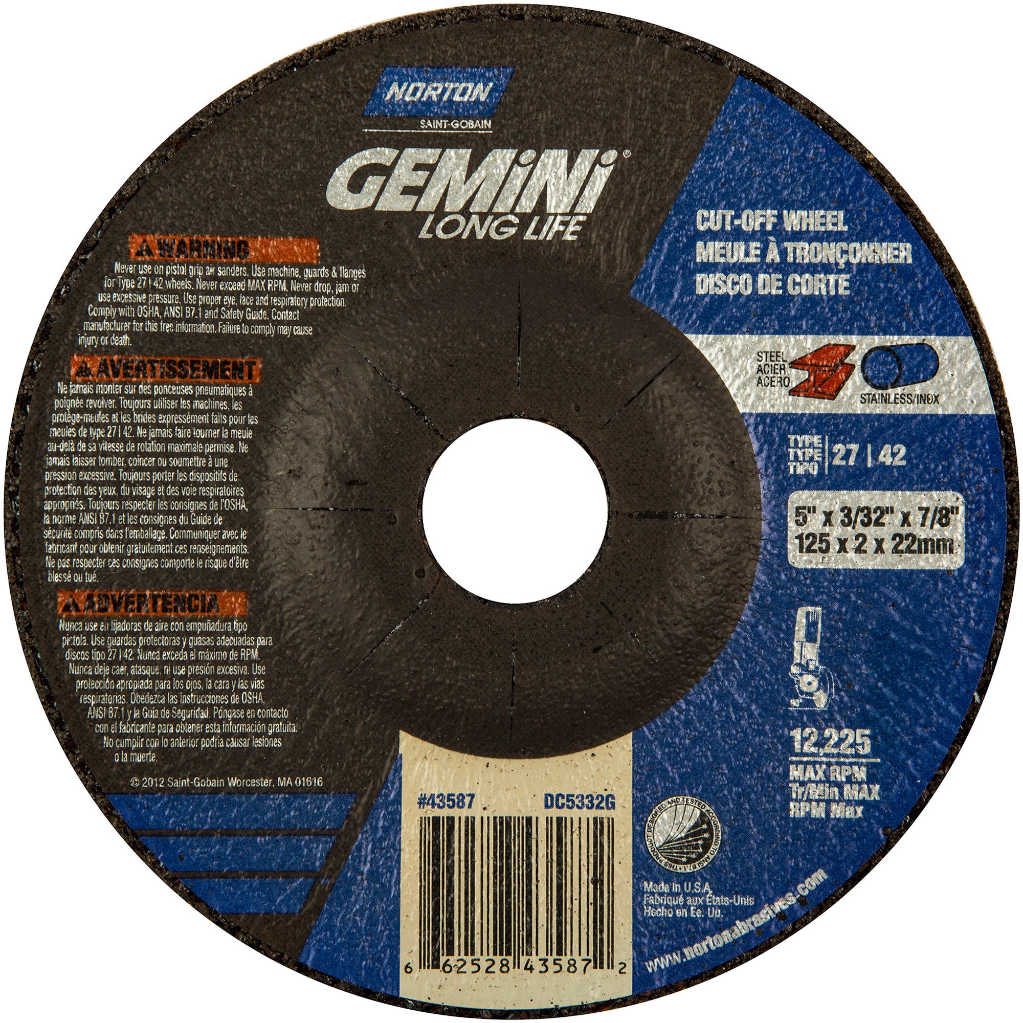 Gemini® Rightcut™ Depressed Centre Wheel - NO164