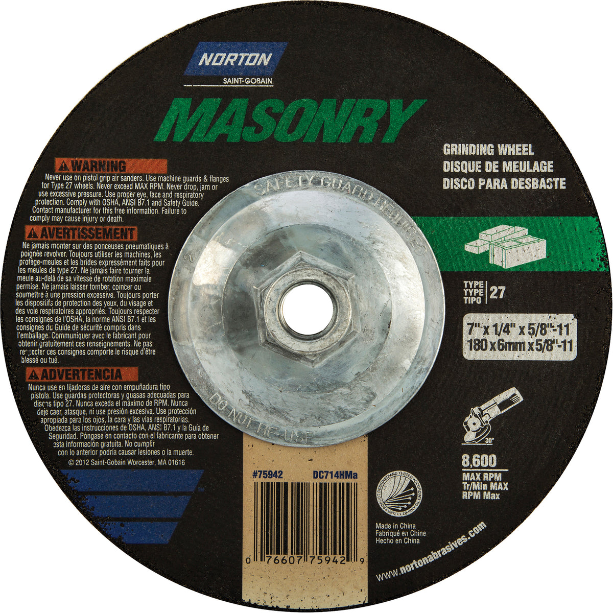 Masonry C Grinding Wheel - NR326