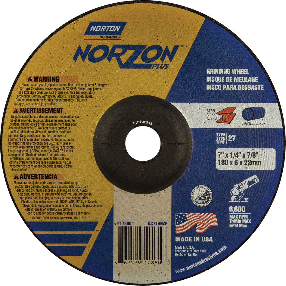 Norzon Plus® Depressed Centre Grinding Wheels - NS036