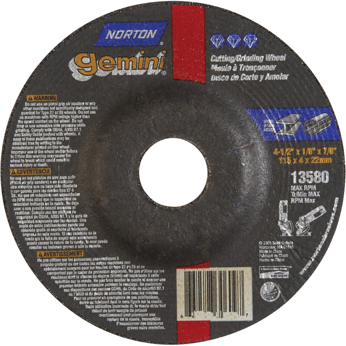 Depressed Centre Grinding Wheels - Gemini® - NS106