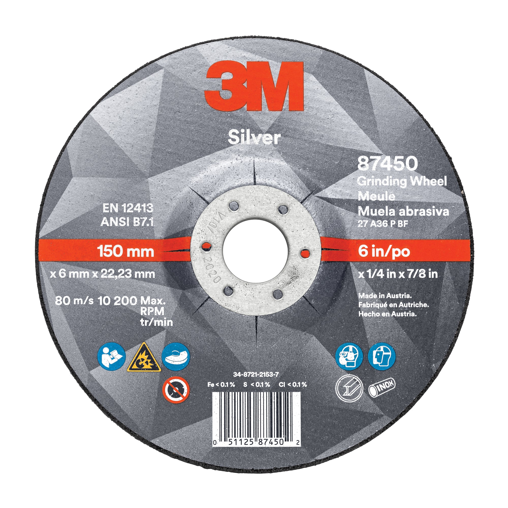 Silver Depressed Centre Grinding Wheel - NV210