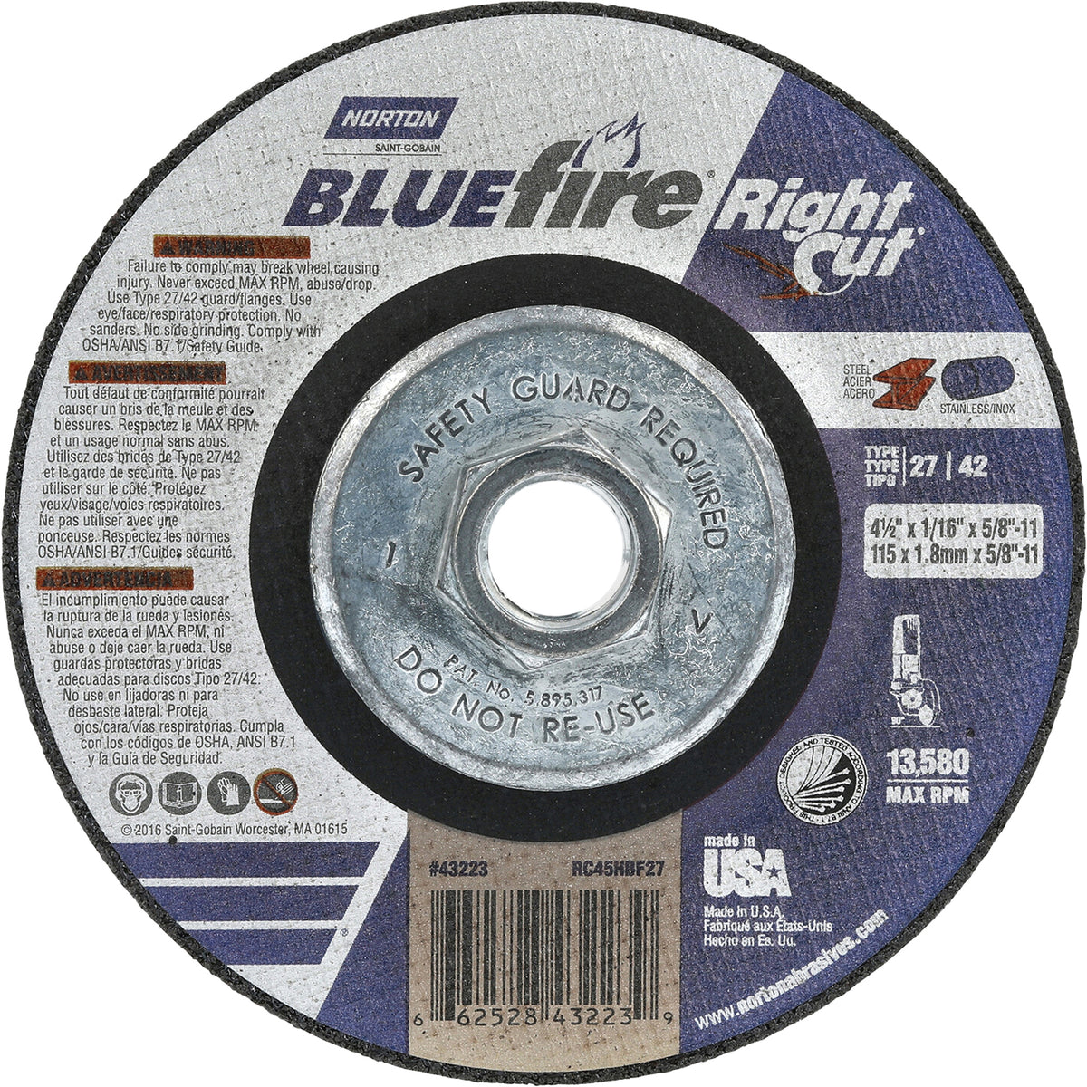 BlueFire RightCut Right Angle Cut-Off Wheel - NY672