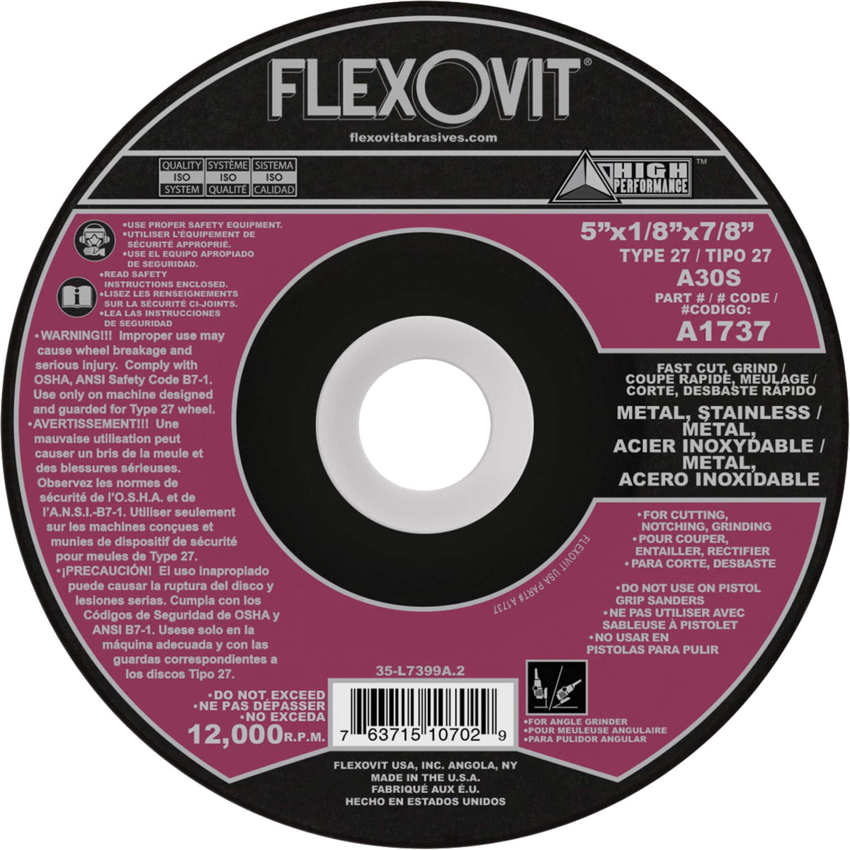 Cut-Off, Notching & Light Grinding Wheel - NY845