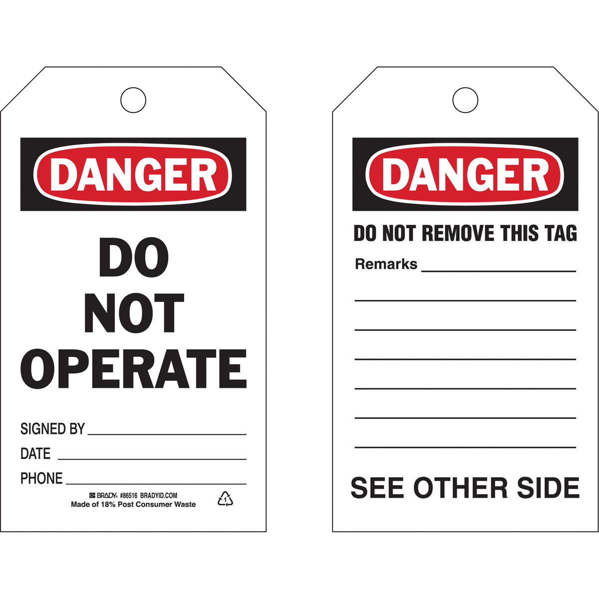 Self-Laminating ""Do Not Operate"" Tags - SAC815
