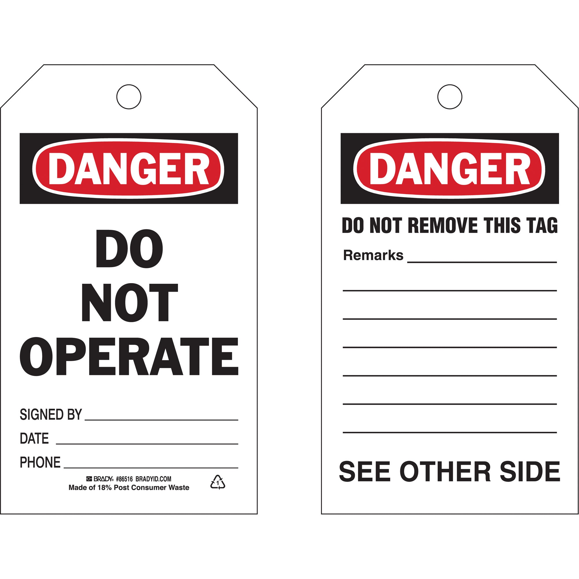 Self-Laminating ""Do Not Operate"" Tags - SAC815