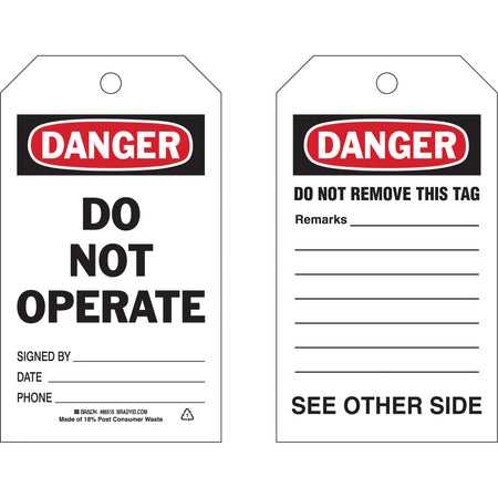 Self-Laminating ""Do Not Operate"" Tags - SAC815