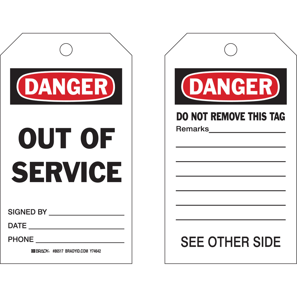 Self-Laminating ""Out Of Service"" Tags - SAC816