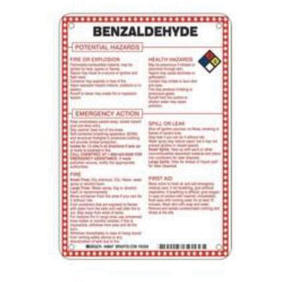 ""Benzaldehyde Potential Hazards"" Sign - SAD077