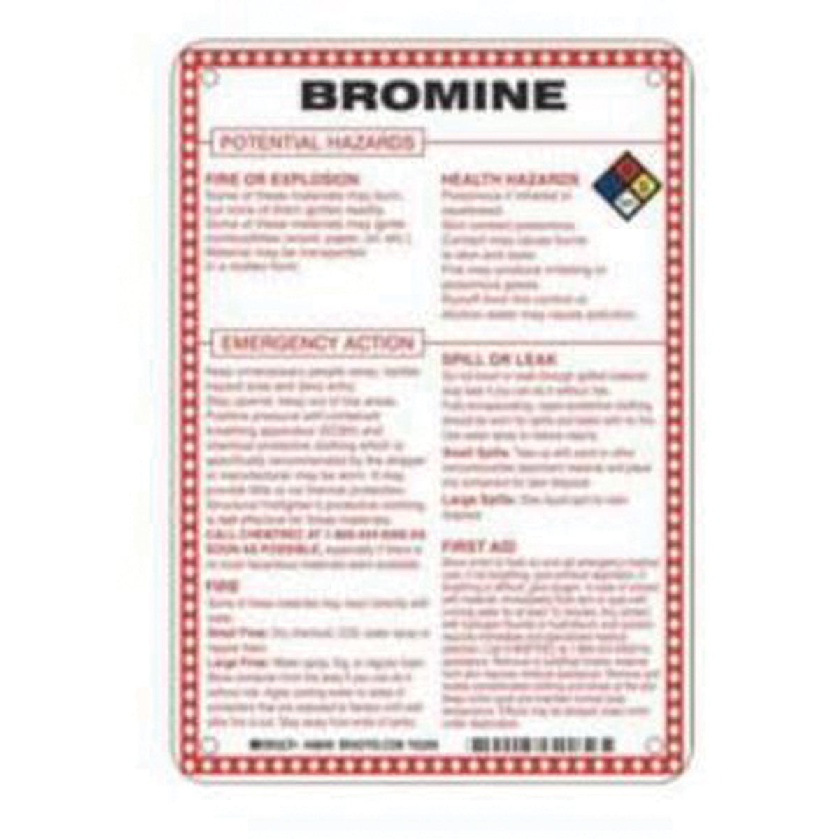 ""Bromine Potential Hazards"" Sign - SAD078