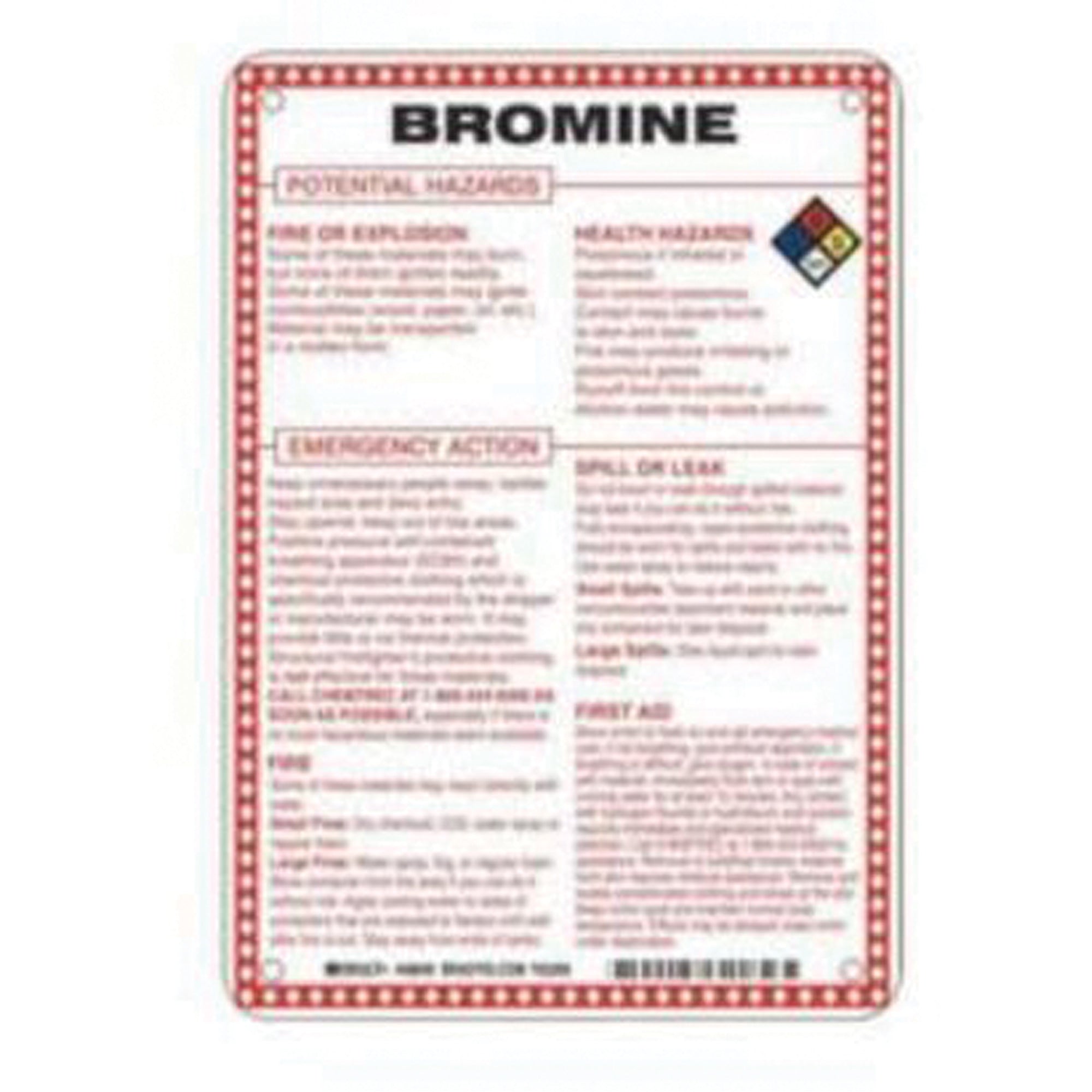 ""Bromine Potential Hazards"" Sign - SAD078