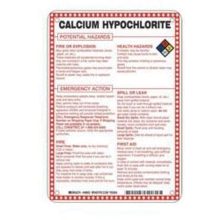 ""Calcium Hypochlorite Potential Hazards"" Sign - SAD080