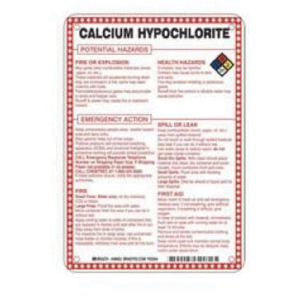 ""Calcium Hypochlorite Potential Hazards"" Sign - SAD080