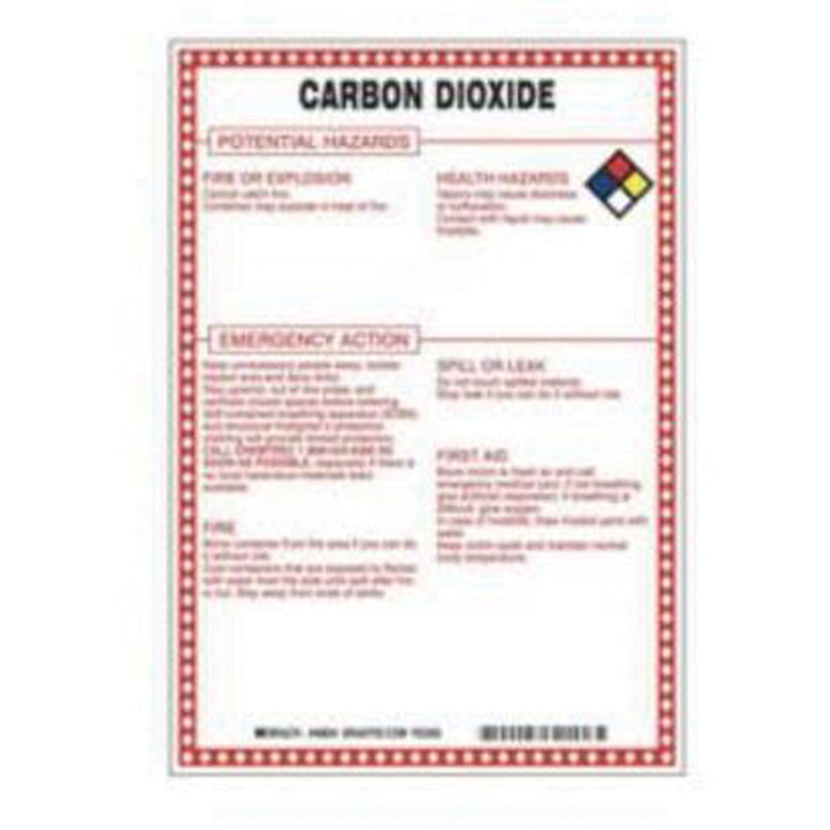 ""Carbon Dioxide Potential Hazards"" Sign - SAD081