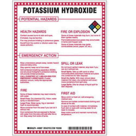 ""Potassium Hydroxide Potential Hazards"" Sign - SAD091