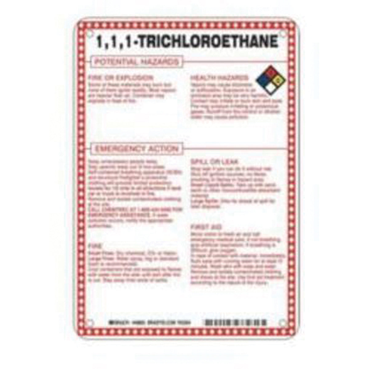 ""1, 1, 1, Trichloroethane Potential Hazards"" Sign - SAD094