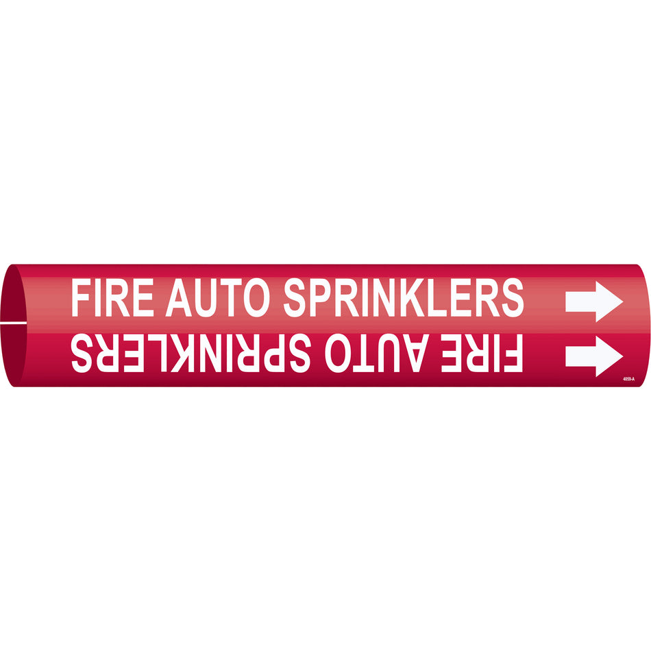 ""Fire Auto Sprinklers"" Pipe Marker - SAD917
