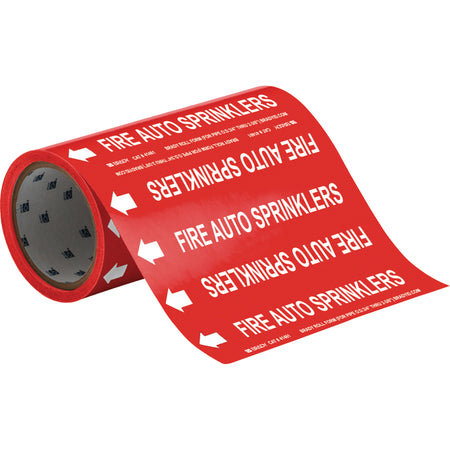 ""Fire Auto Sprinklers"" Roll Form Pipe Markers - SAE611