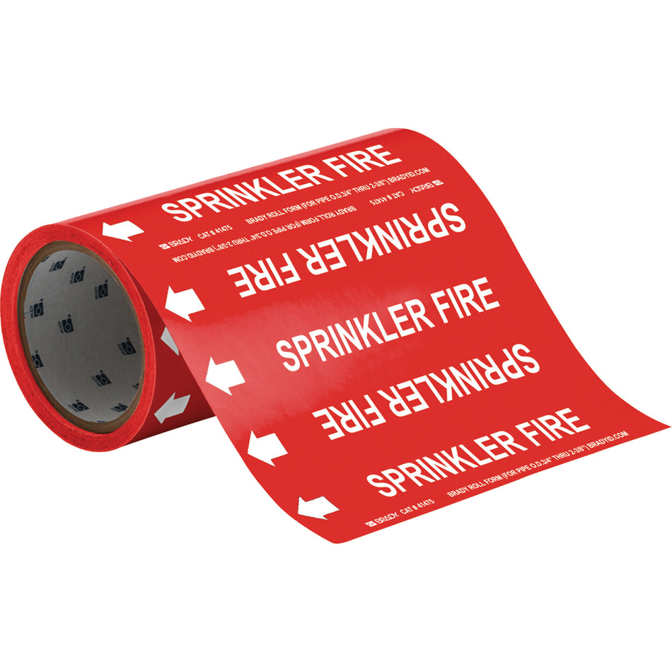 ""Sprinkler Fire"" Roll Form Pipe Markers - SAE631