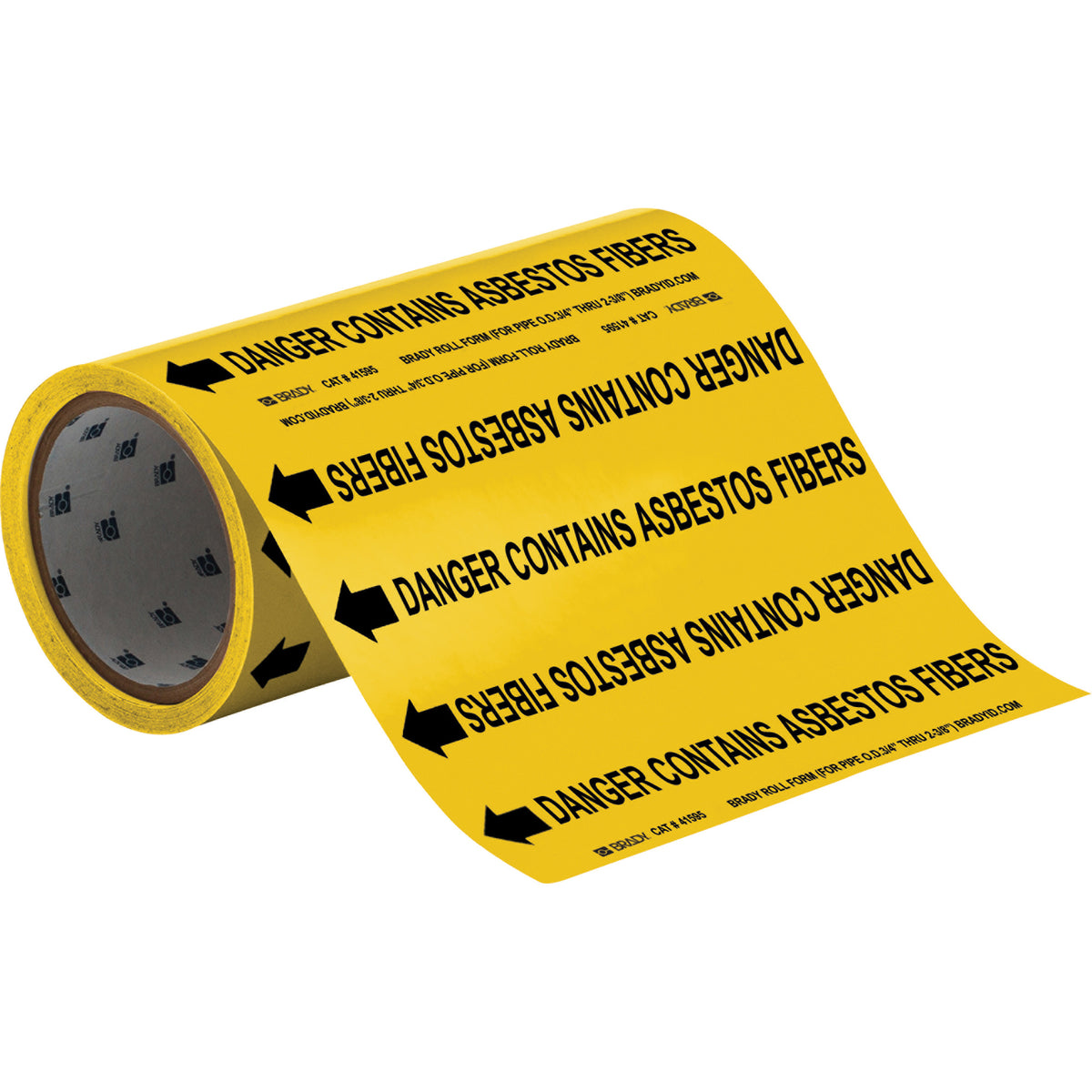 ""Danger Contains Asbestos Fiber"" Roll Form Pipe Markers - SAE759