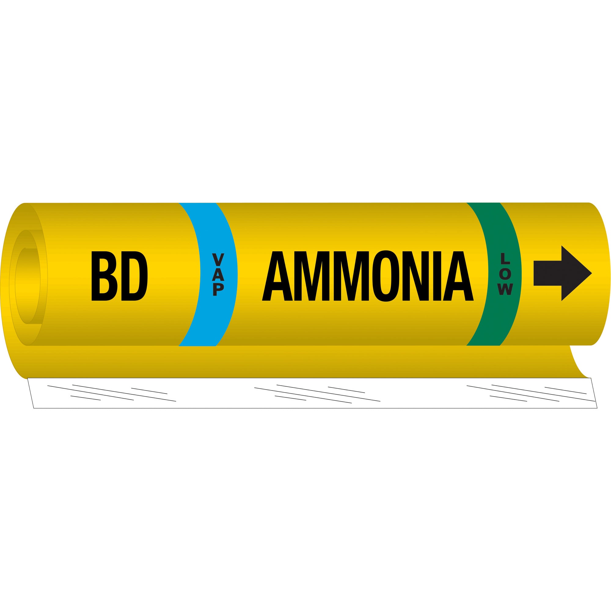 ""BD Vap Ammonia Low"" Ammonia (IIAR) Pipe Marker - SAF536