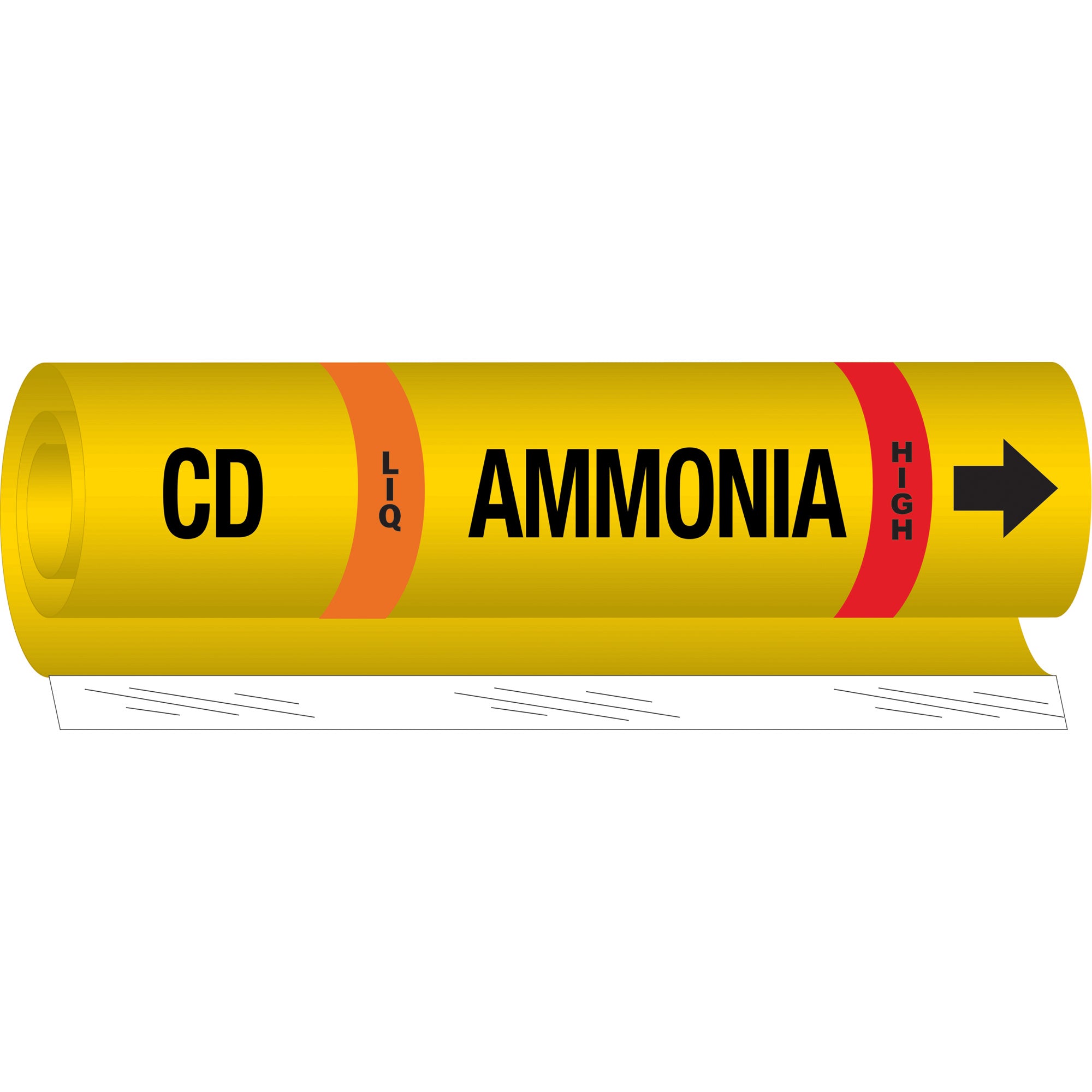 ""CD Liq Ammonia High"" Ammonia (IIAR) Pipe Marker - SAF537