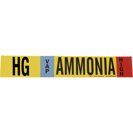 ""HG Vap Ammonia High"" Ammonia (IIAR) Pipe Marker - SAF540