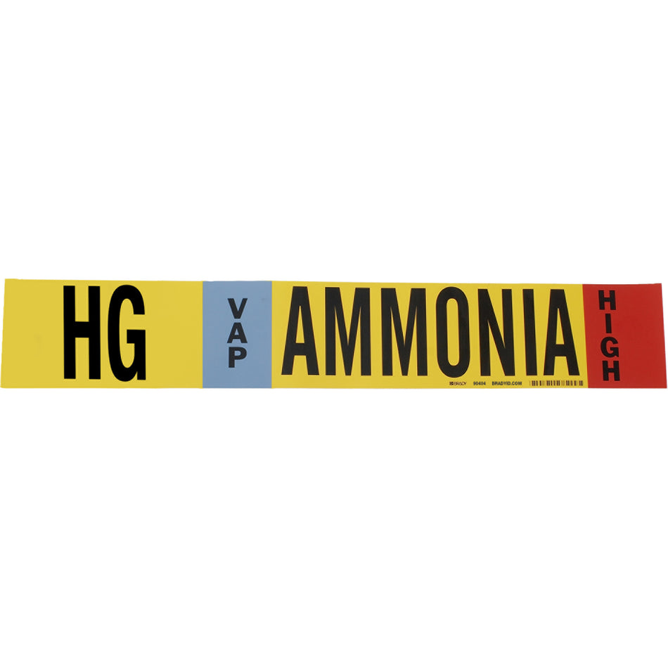 ""HG Vap Ammonia High"" Ammonia (IIAR) Pipe Marker - SAF540