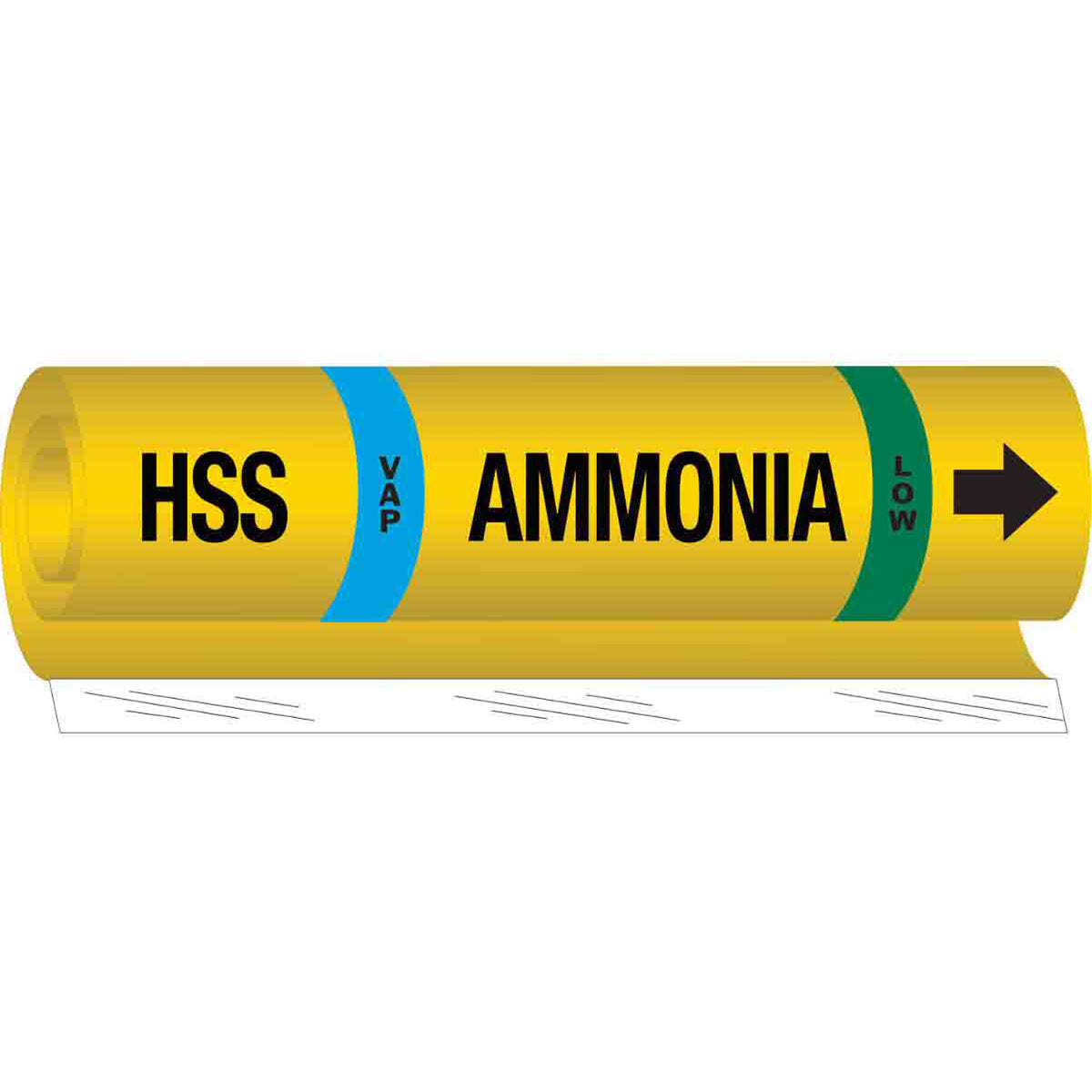 ""HSS Vap Ammonia Low"" Ammonia (IIAR) Pipe Marker - SAF544