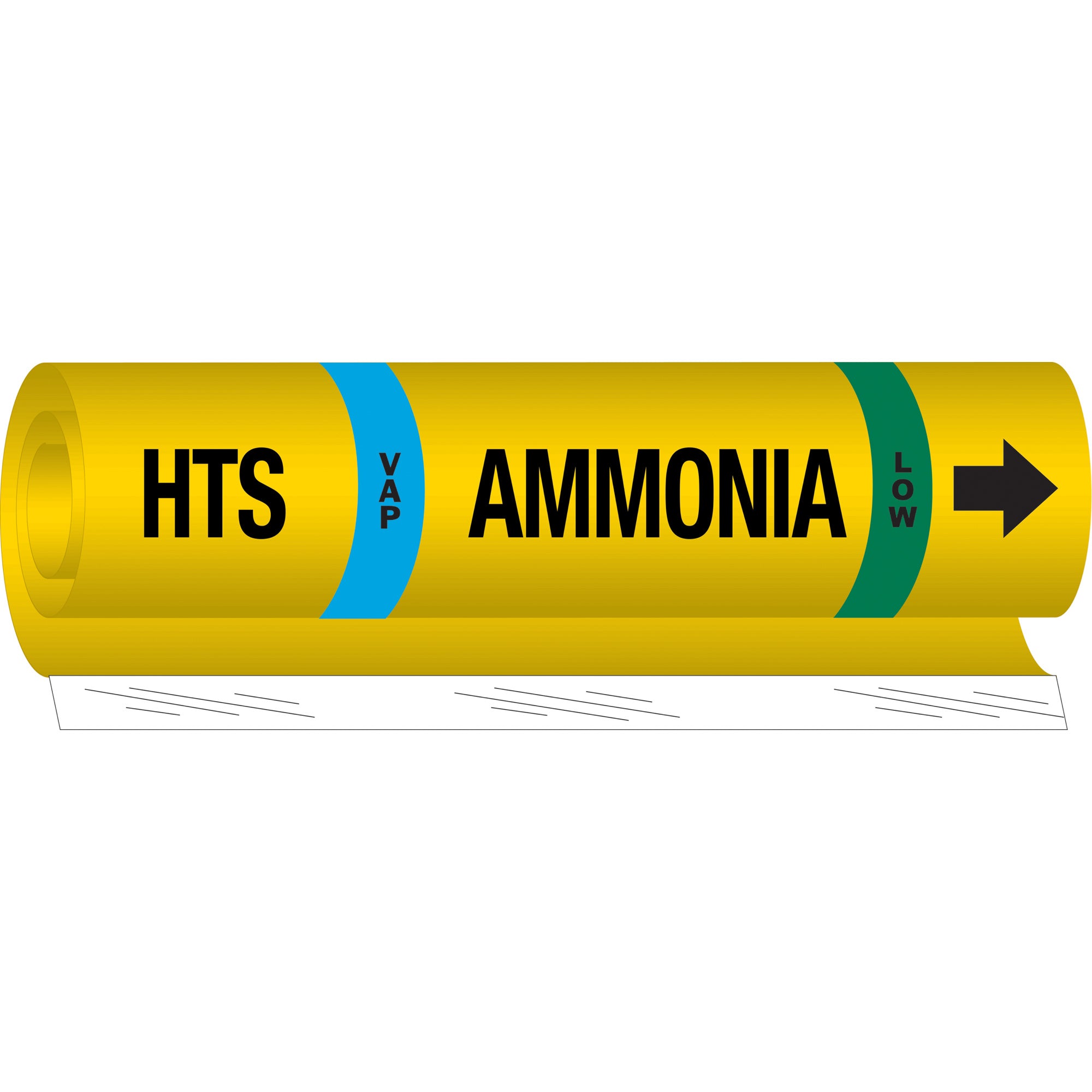 ""HTS Vap Ammonia Low"" Ammonia (IIAR) Pipe Marker - SAF547