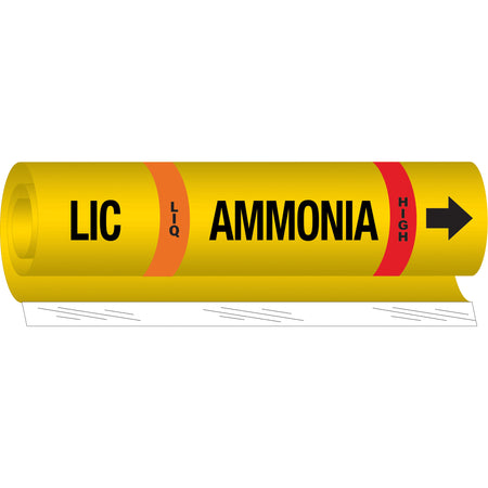 ""LIC Liq Ammonia High"" Ammonia (IIAR) Pipe Marker - SAF548