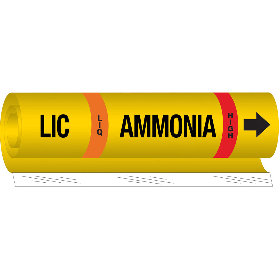""LIC Liq Ammonia High"" Ammonia (IIAR) Pipe Marker - SAF548