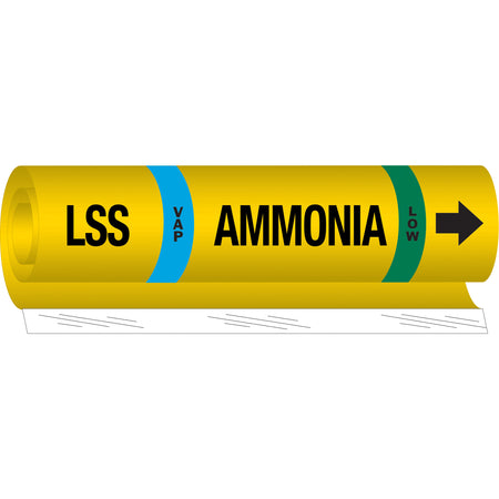 ""LSS Vap Ammonia Low"" Ammonia (IIAR) Pipe Marker - SAF549