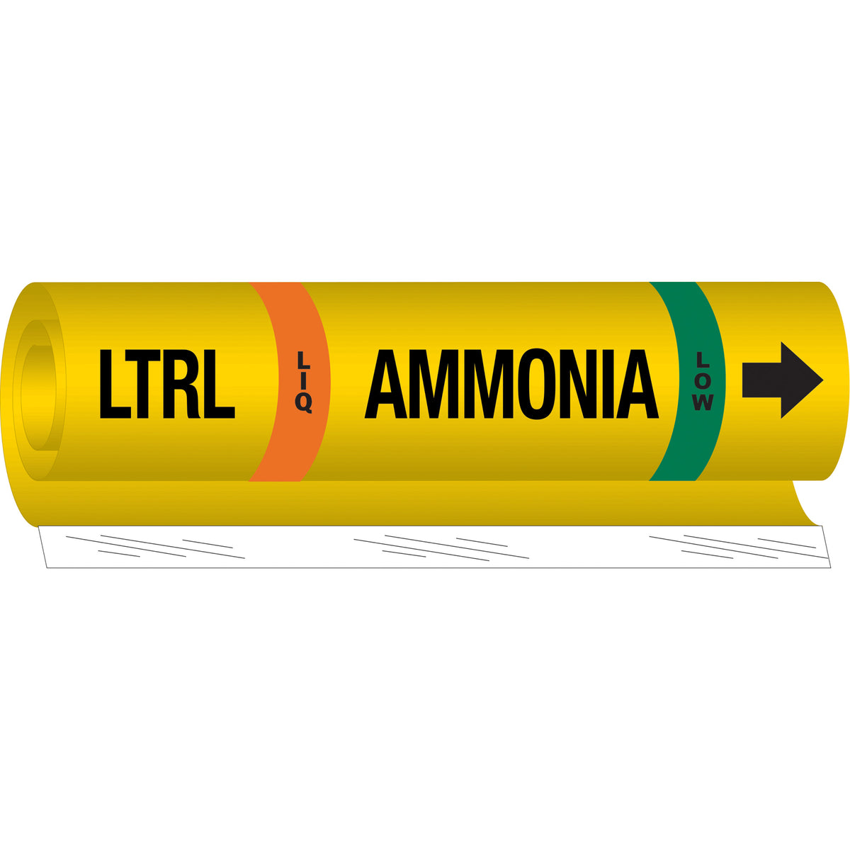 ""LTRL Liq Ammonia Low"" Ammonia (IIAR) Pipe Marker - SAF550