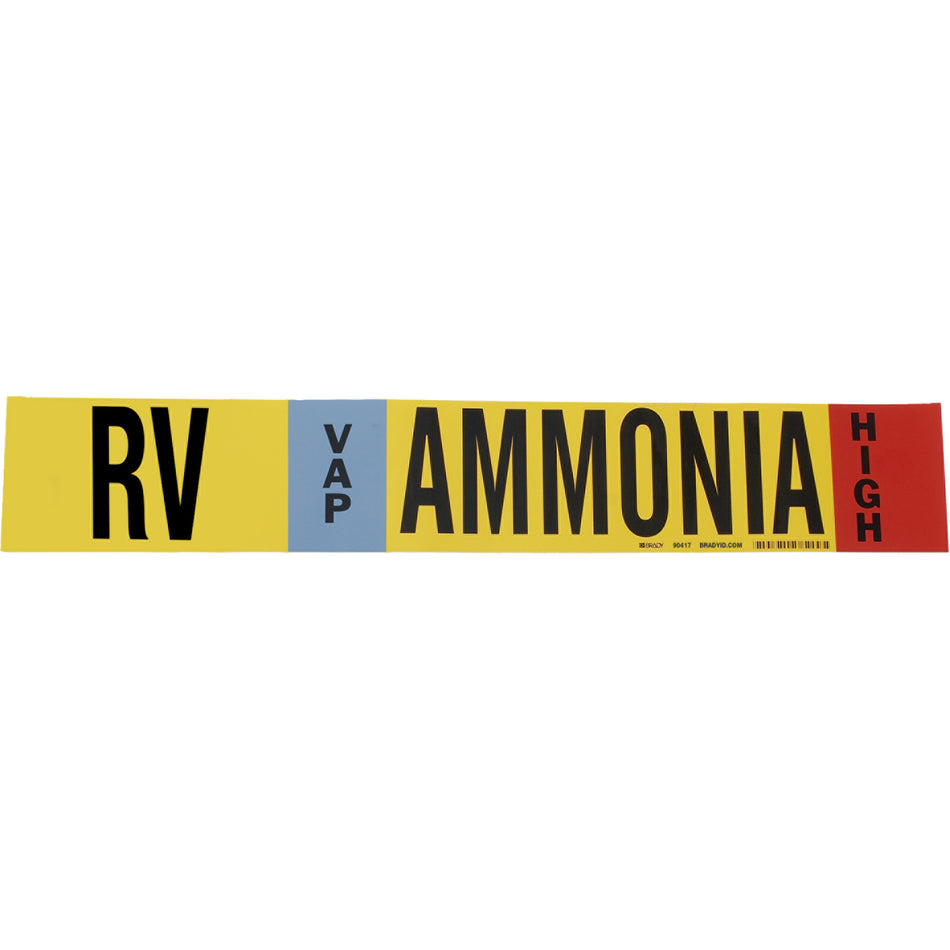 ""RV Vap Ammonia High"" Ammonia (IIAR) Pipe Marker - SAF553