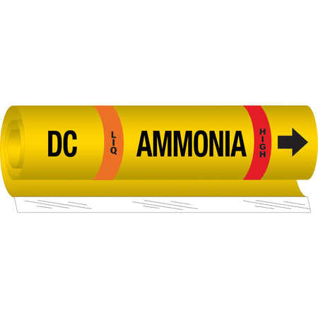 ""DC Liq Ammonia High"" Ammonia (IIAR) Pipe Marker - SAF558