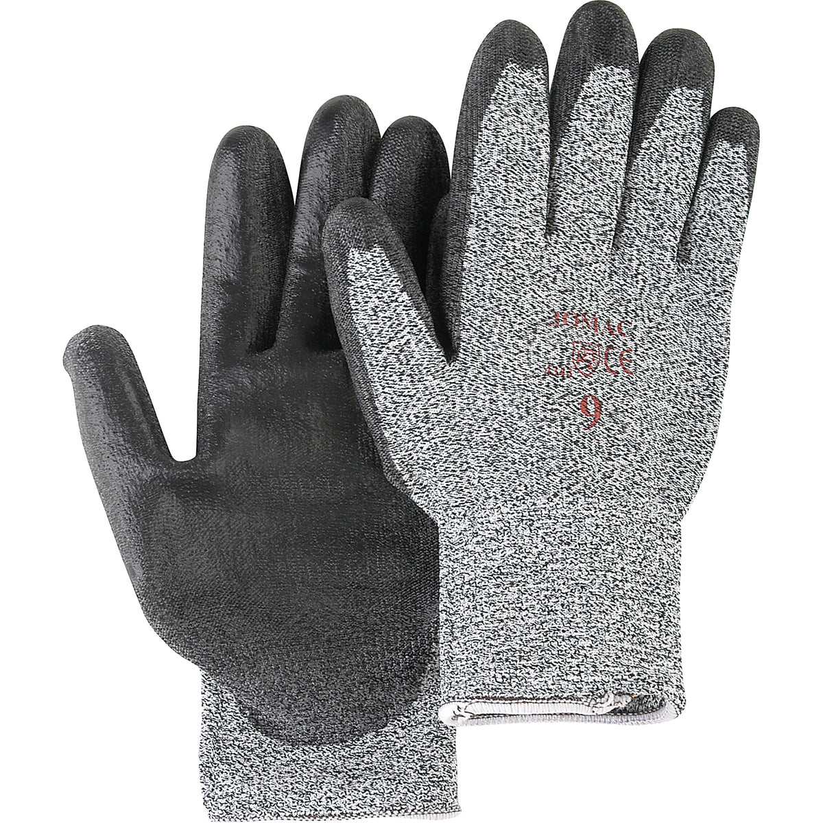 Salt & Pepper Knit Gloves With Black Palm Coating - SAN298