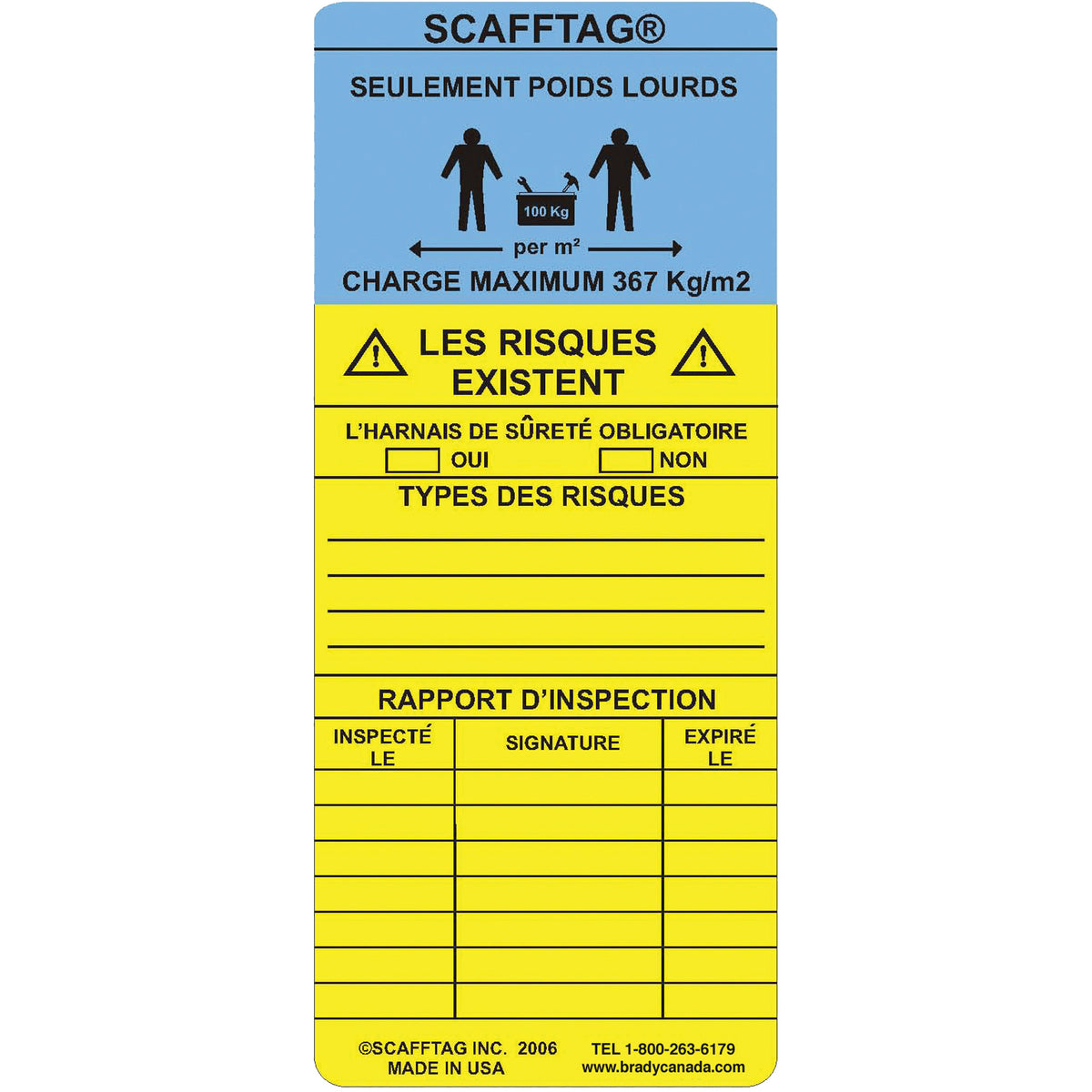 ScaffTag® Heavy-Duty ""Caution"" Inserts - SAS079
