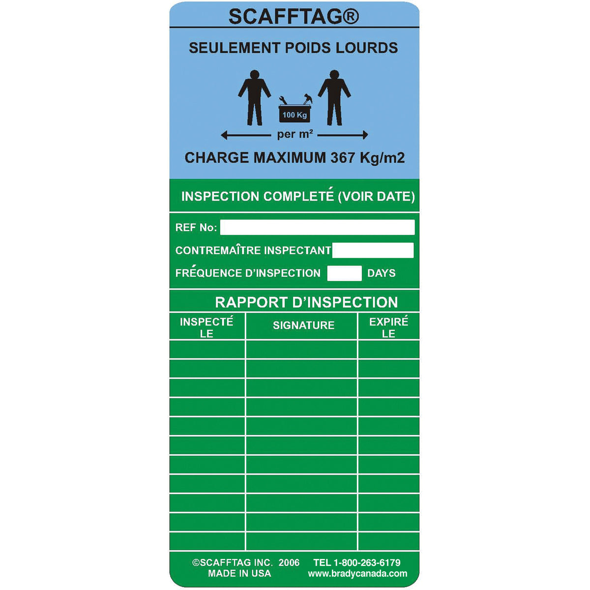 ScaffTag® Heavy-Duty ""Ready For Use"" Inserts - SAS081