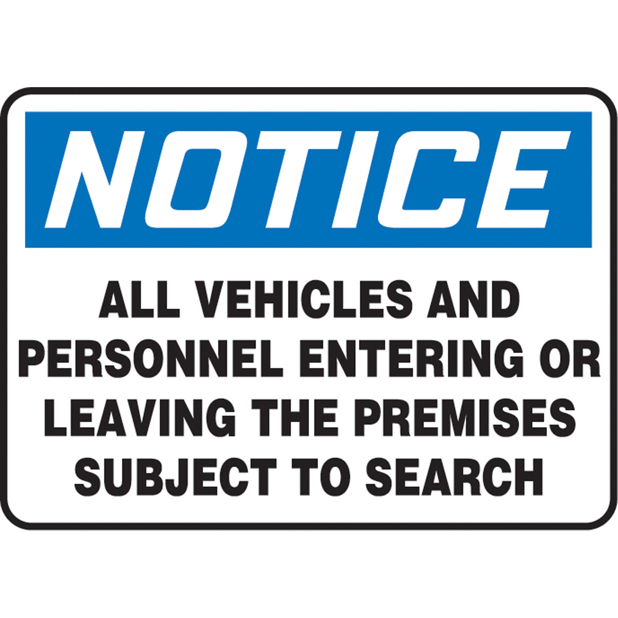 ""Subject to Search"" Sign - SAS650